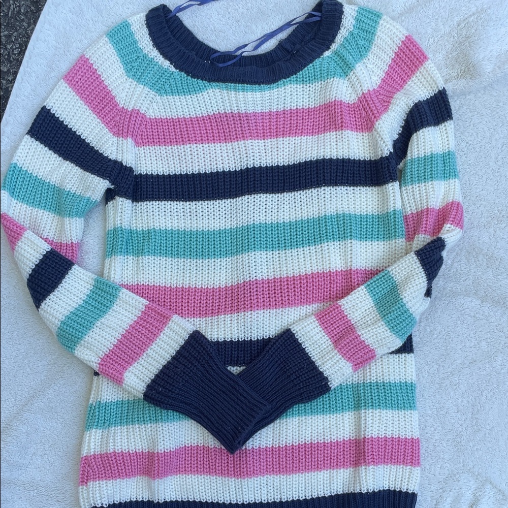 Pink Republic Women's Striped Sweater - Pink, Blue, Green, White me